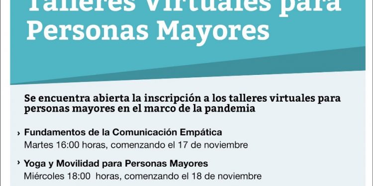 Comienza un ciclo de talleres virtuales para Personas Mayores