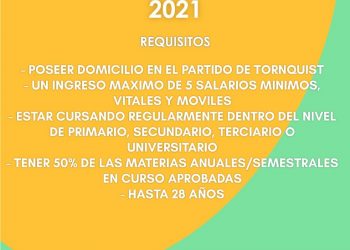 ABRE LA INSCRIPCIÓN AL PROGRAMA “TORNQUIST ESTUDIA 2021”
