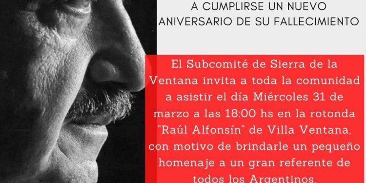 Homenaje a Raúl Alfonsín al cumplirse un nuevo aniversario de su fallecimiento