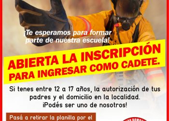 Se encuentra abierta la inscripción para ingresar a la Escuela de Cadetes de los Bomberos Voluntarios de Tornquist