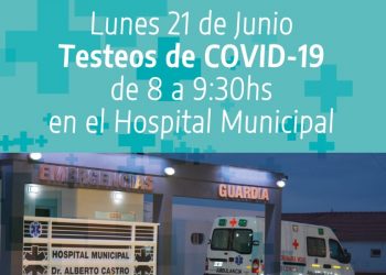 Lunes 21: realizarán testeos de Covid-19 en el Hospital Municipal