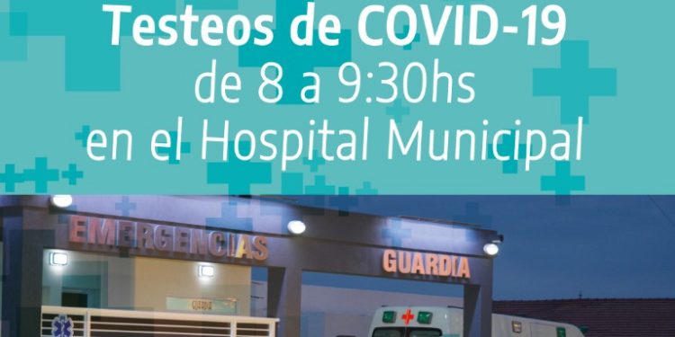 Lunes 21: realizarán testeos de Covid-19 en el Hospital Municipal