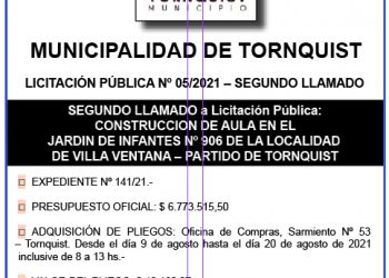 Segundo llamado a licitación para Construcción de aula en el Jardín de Infantes de Villa Ventana