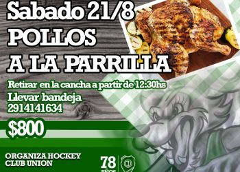 El sábado 21 habráventa de pollos a la parrilla en el Club Unión