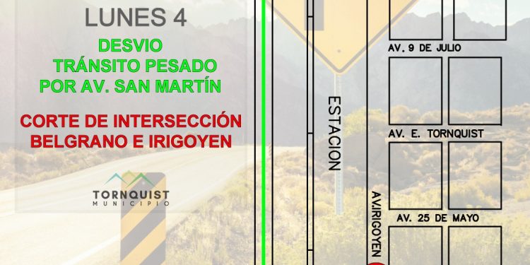 Permanecerá cerrada la intersección de Av. Irigoyen y Av. Belgrano
