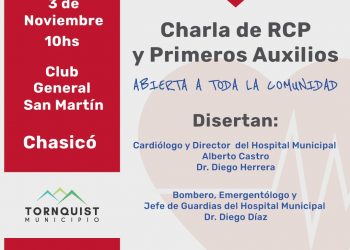 Salud dictará una charla de RCP y Primeros Auxilios en Chasicó