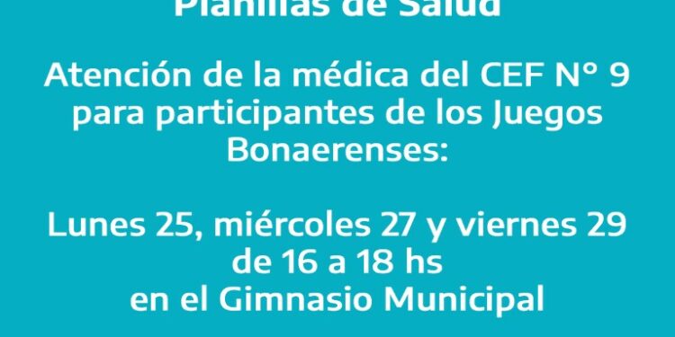 Juegos Bonaerenses: Atención médica para completar la planilla de salud