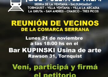 ¡QUE VUELVA EL TREN! Convocan a una reunión de vecinos en Tornquist