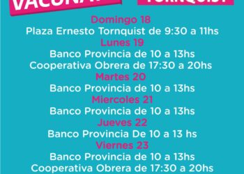Habrá postas de vacunación contra Covid-19 en Tornquist, Sierra y Saldungaray