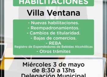La oficina de Habilitaciones atenderá en Villa Ventana