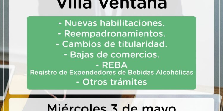 La oficina de Habilitaciones atenderá en Villa Ventana