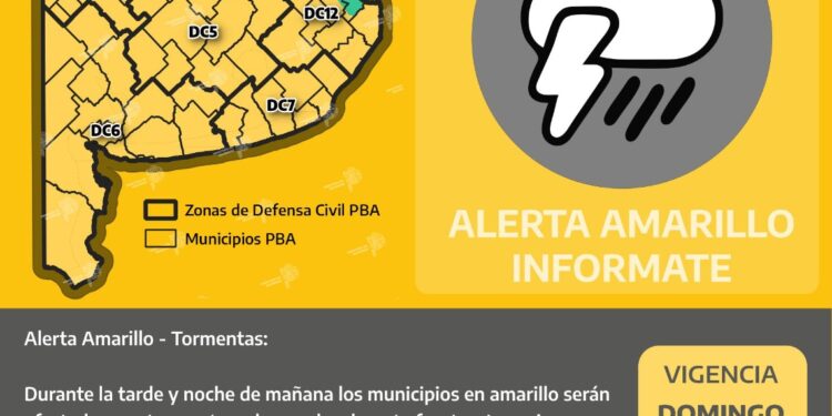 Domingo 24: actualización del pronóstico de alerta amarilla en Tornquist