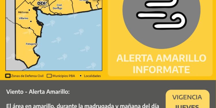 Alerta meteorológico para éste jueves por vientos intensos