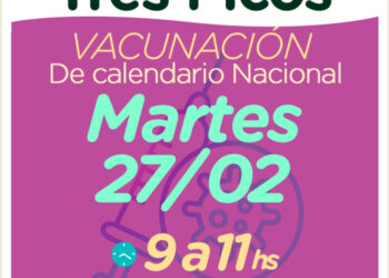 Martes 27: habrá vacunación de calendario en la localidad de Tres Picos