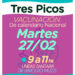 Martes 27: habrá vacunación de calendario en la localidad de Tres Picos