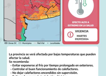 Alerta roja por bajas temperaturas para este martes en el distrito de Tornquist