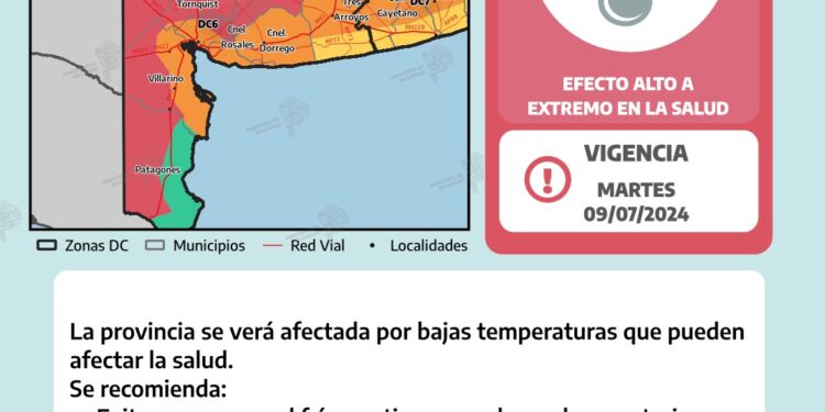 Alerta roja por bajas temperaturas para este martes en el distrito de Tornquist