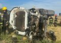 Choue y vuelco en el acceso a Tornquist y Ruta 33